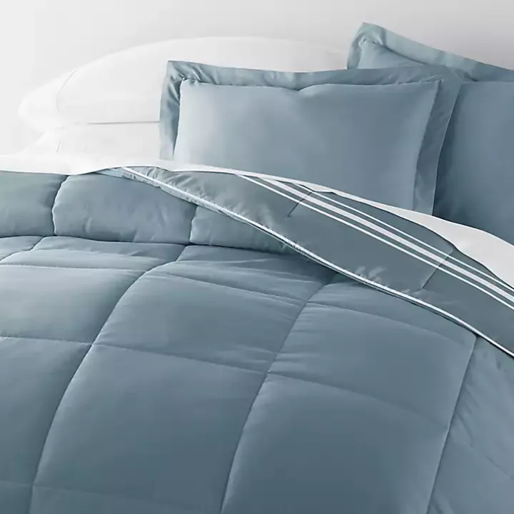 Blue Striped Reversible 3-pc. King Comforter Set