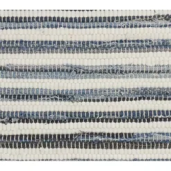 Blue Striped Textured Denim Pillow