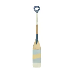 Blue Striped Wood Canoe Oar Wall Plaque