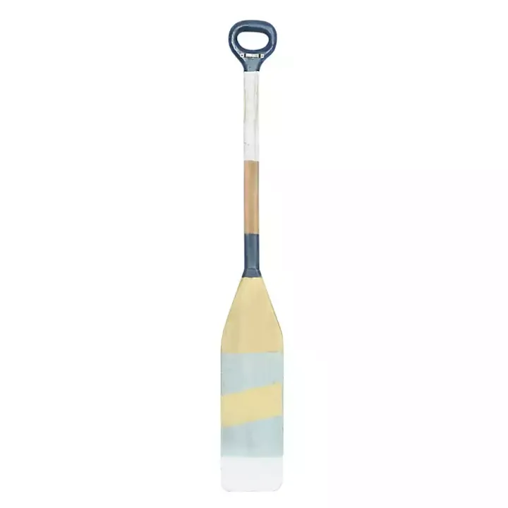Blue Striped Wood Canoe Oar Wall Plaque