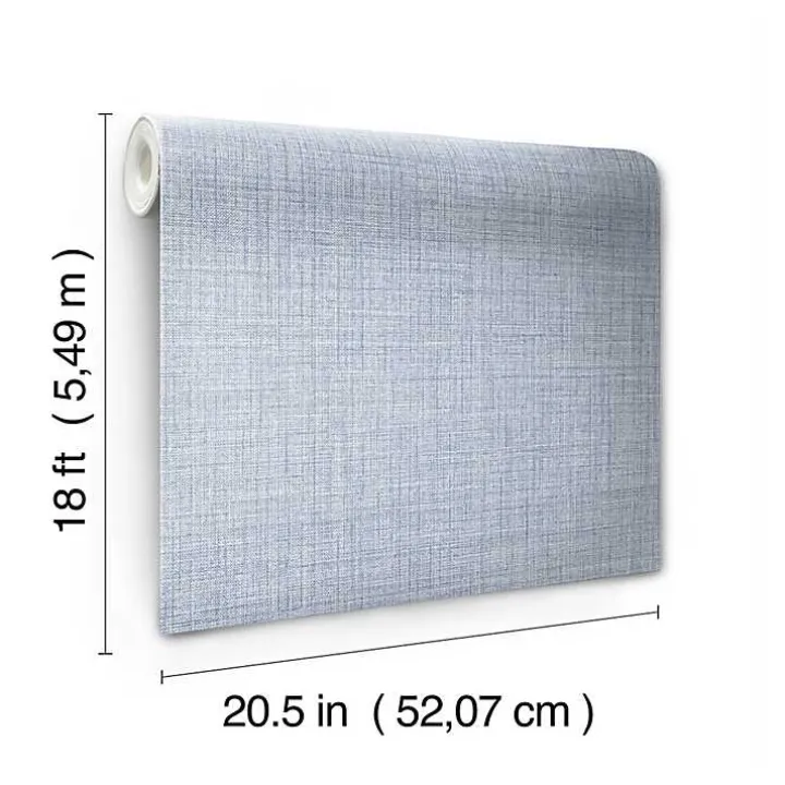 Blue Textured Faux Fabric Peel & Stick Wallpaper