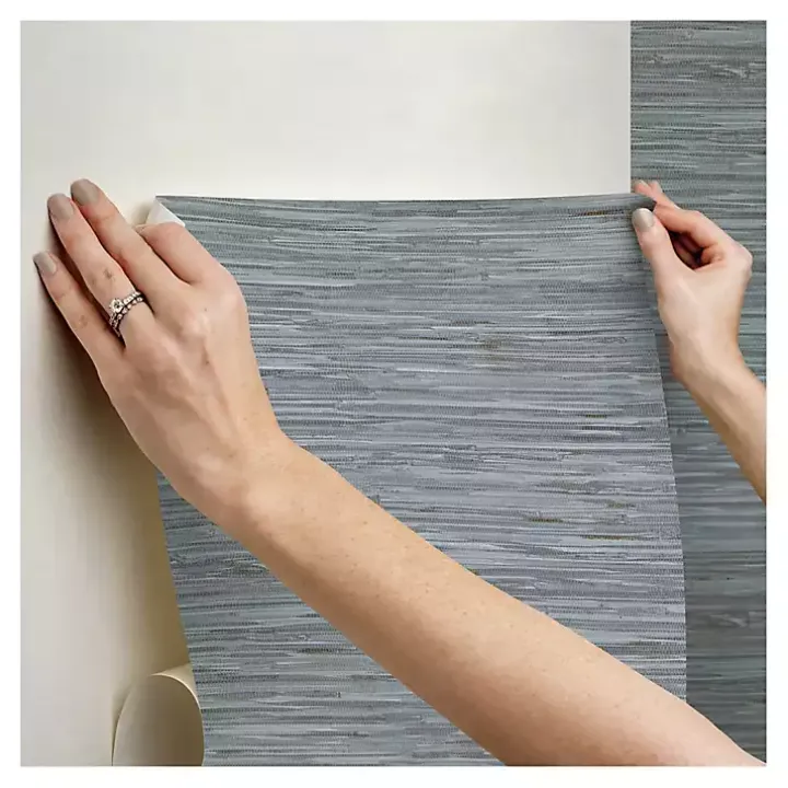 Blue Textured Grassweave Peel & Stick Wallpaper