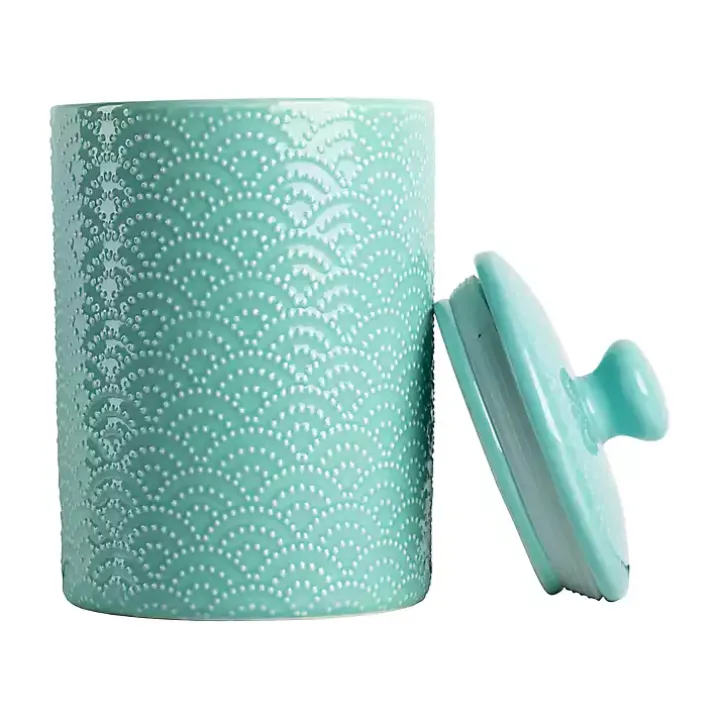 Blue Tide Ceramic Embossed Canisters, Set of 3