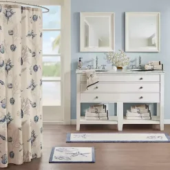 Blue Tufted Seashell Bath Runner