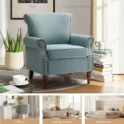 Blue Upholstered Henry Armchair