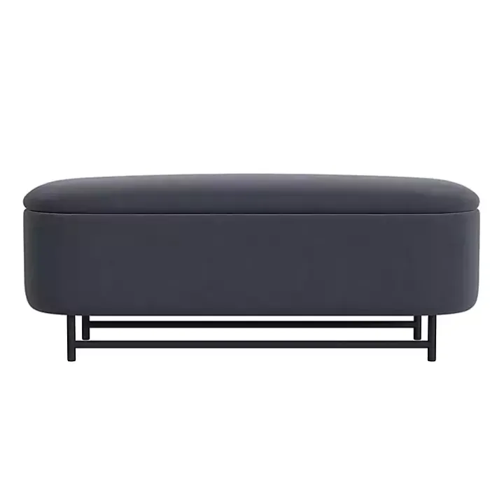 Blue Velvet Metal Storage Bench