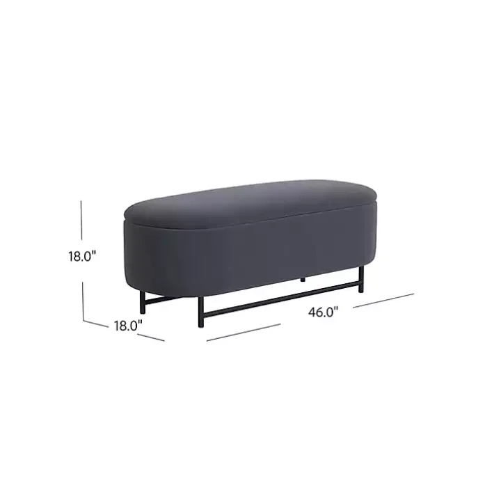 Blue Velvet Metal Storage Bench