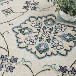 Blue Vintage Medallion Indoor/Outdoor Rug, 4x6