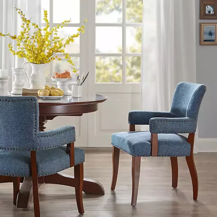 Blue Warms Nailhead Trim Dining Chair