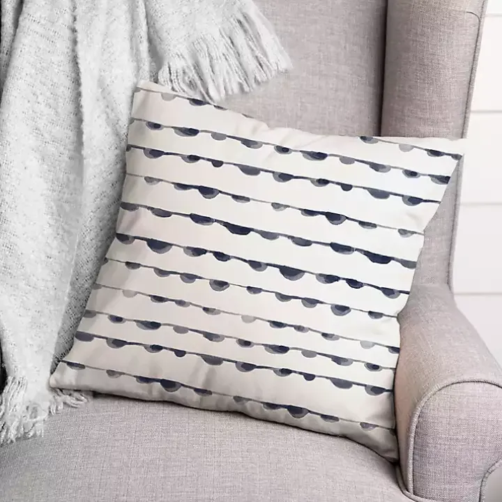 Blue Watercolor Dot Chain Pattern Pillow