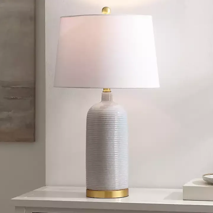Blue-Gray Striations Ceramic Table Lamp