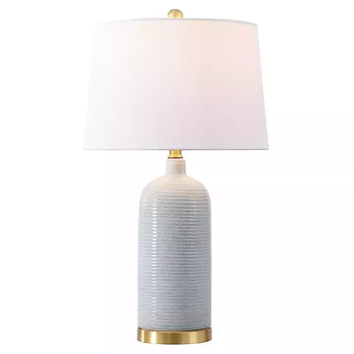 Blue-Gray Striations Ceramic Table Lamp