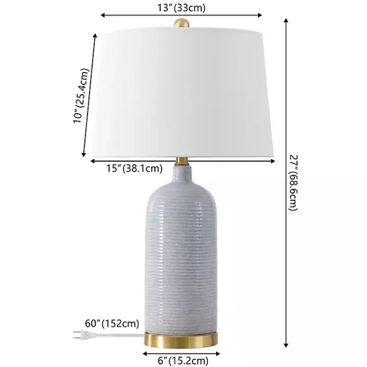 Blue-Gray Striations Ceramic Table Lamp