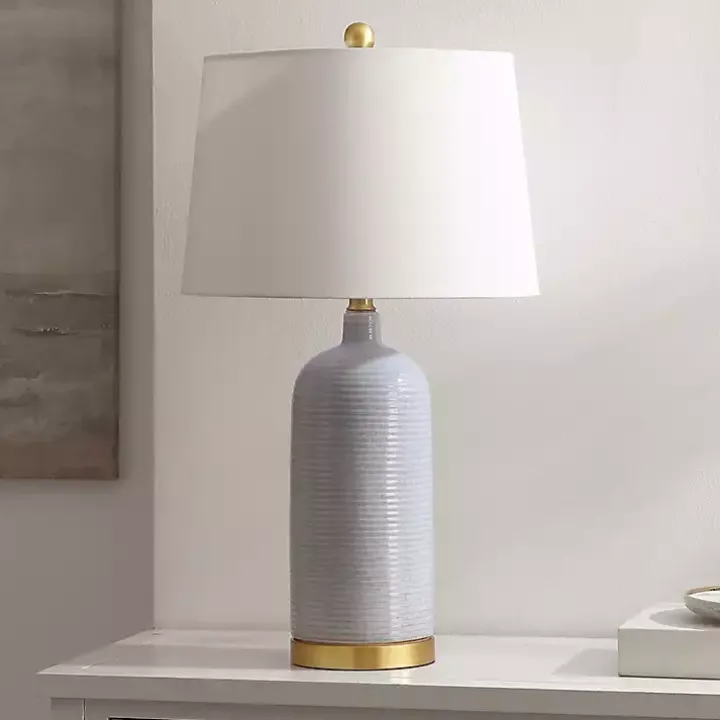 Blue-Gray Striations Ceramic Table Lamp