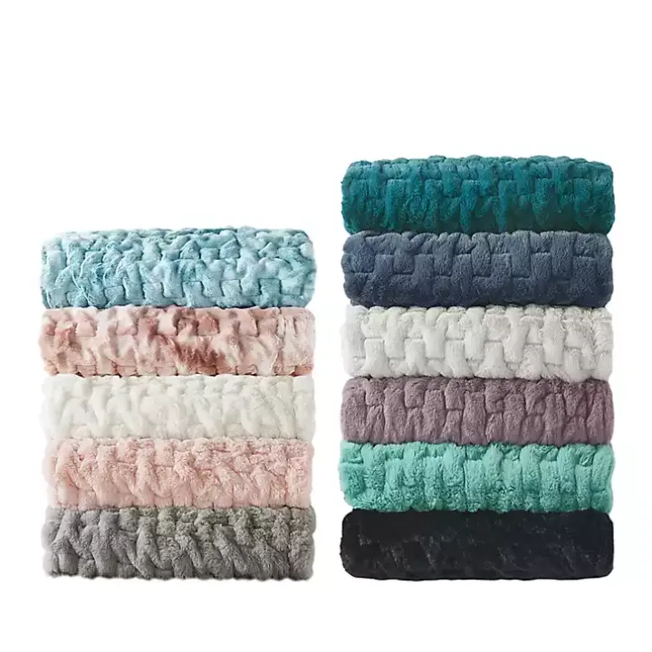Blush Ruched Faux Fur Throw
