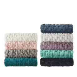 Blush Ruched Faux Fur Throw
