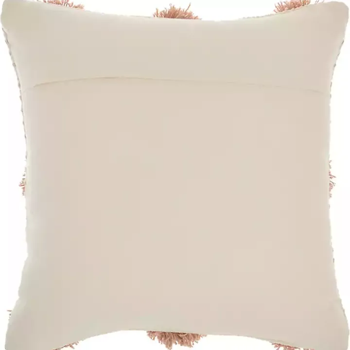Blush Tufted Pom Poms Throw Pillow