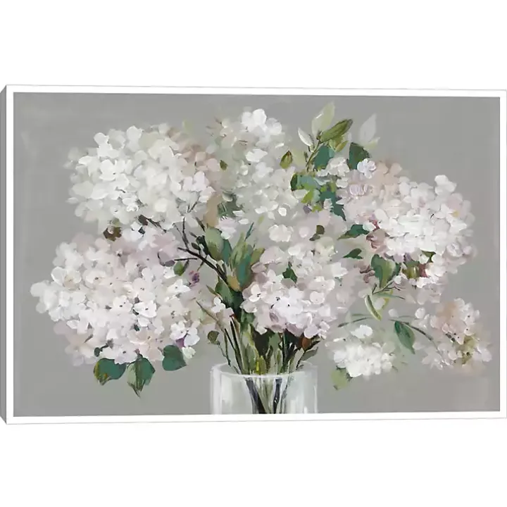 Blushing Hydrangeas Framed Canvas Art Print