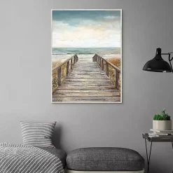 Boardwalk To The Beach Framed Canvas Art Print