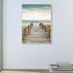 Boardwalk To The Beach Framed Canvas Art Print