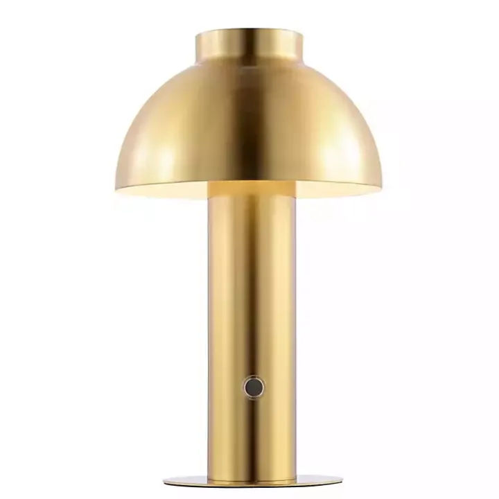 Brass Dome LED Cordless Table Lamp, 12 in.