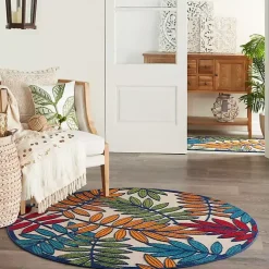 Bright Branches Round Outdoor Area Rug, 5x5
