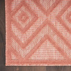 Bright Coral Diamond Outdoor Area Rug, 6x9