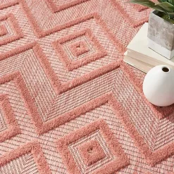 Bright Coral Diamond Outdoor Area Rug, 6x9