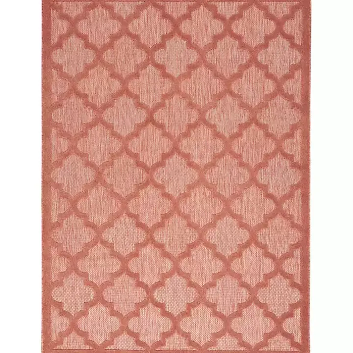 Bright Coral Trellis Outdoor Area Rug, 4x6