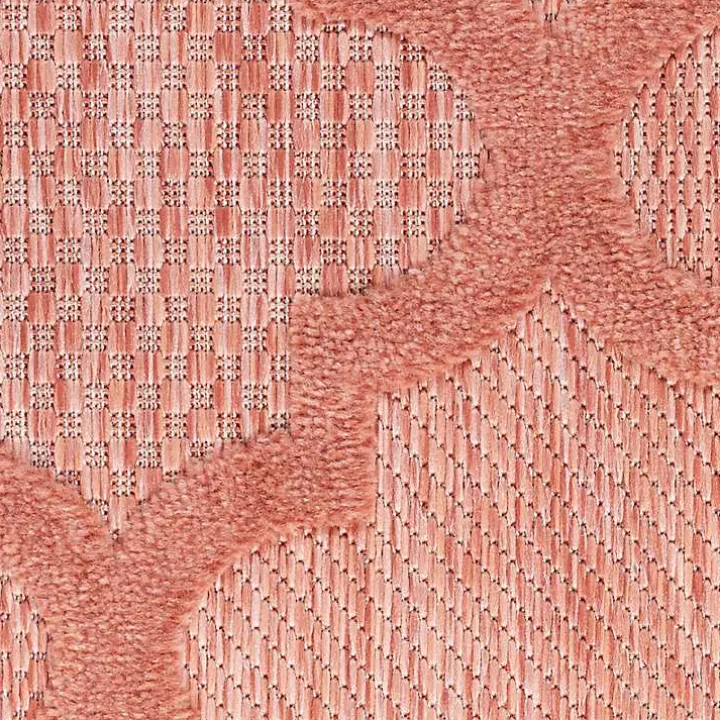 Bright Coral Trellis Outdoor Area Rug, 4x6