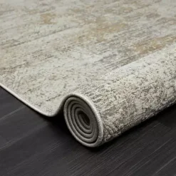 Brisbane Beige Faded Damask Area Rug, 8x10