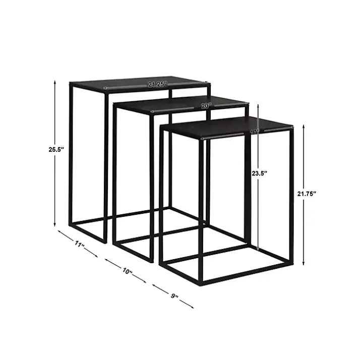Bronze & Black Metal Nesting Side Tables, Set of 3