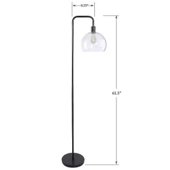 Bronze and Seeded Glass Shade Floor Lamp