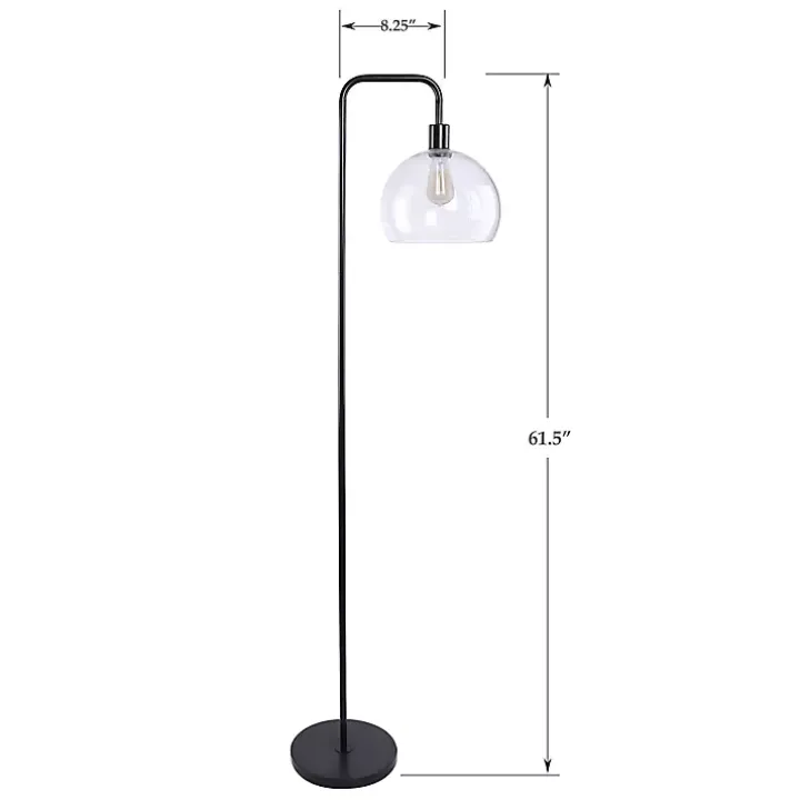 Bronze and Seeded Glass Shade Floor Lamp