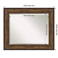 Bronze Frame Beveled Mirror, 35.5x29.5 in.