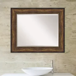 Bronze Frame Beveled Mirror, 35.5x29.5 in.