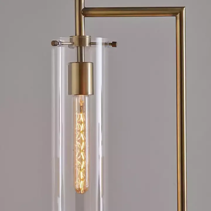 Bronze Glass Cylinder Shade Floor Lamp
