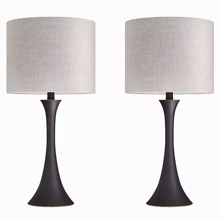 Bronze Metal Hourglass Table Lamps, Set of 2