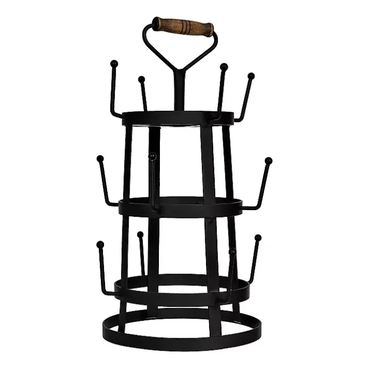 Bronze Metal Mug Holder with Wooden Handle