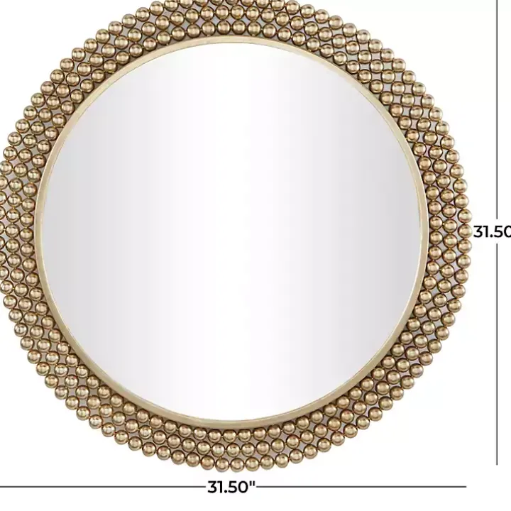 Bronze Metal Tiered Bead Frame Wall Mirror