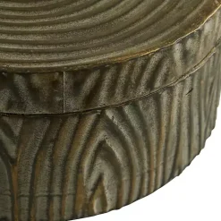 Bronze Tree Bark Round Metal Boxes, Set of 2