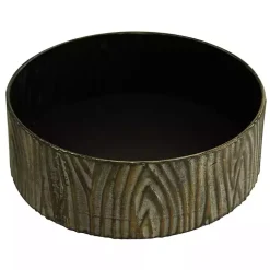 Bronze Tree Bark Round Metal Boxes, Set of 2