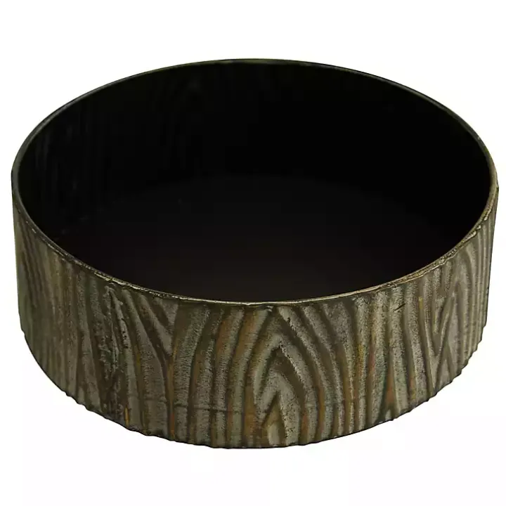 Bronze Tree Bark Round Metal Boxes, Set of 2