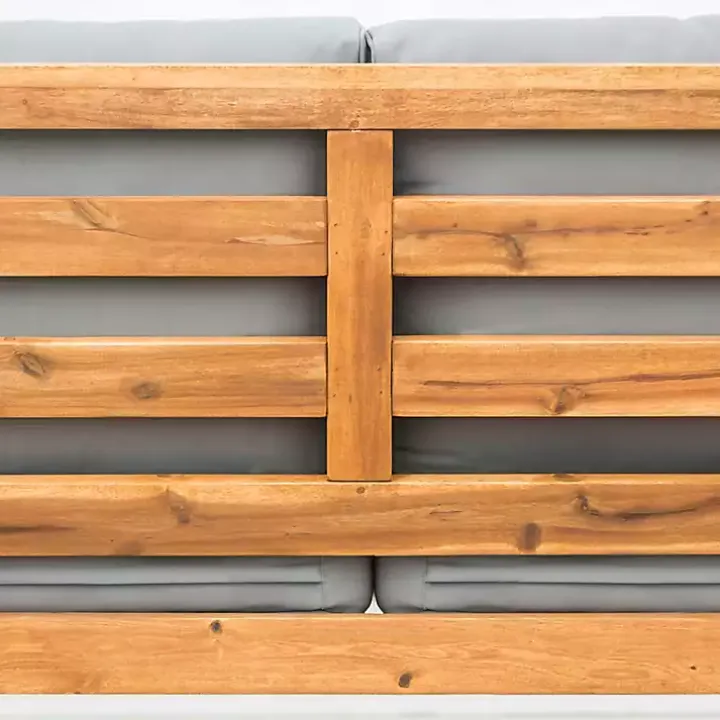 Brown Acacia Outdoor Loveseat with Cushions