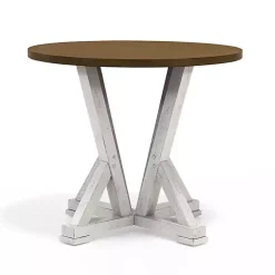 Brown and Antique White Wood Counter Table