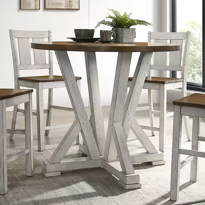 Brown and Antique White Wood Counter Table