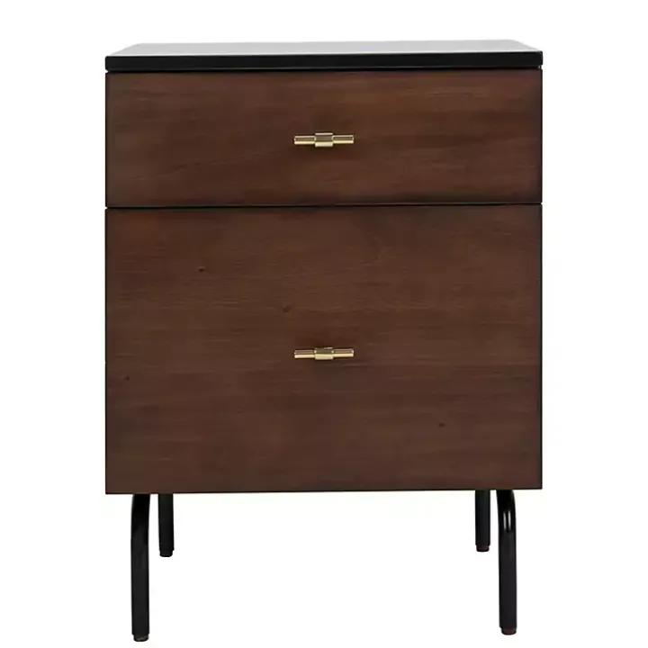 Brown and Black 2-Drawer Nightstand
