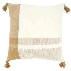 Brown and Cream Checkered Tassel Throw Pillow
