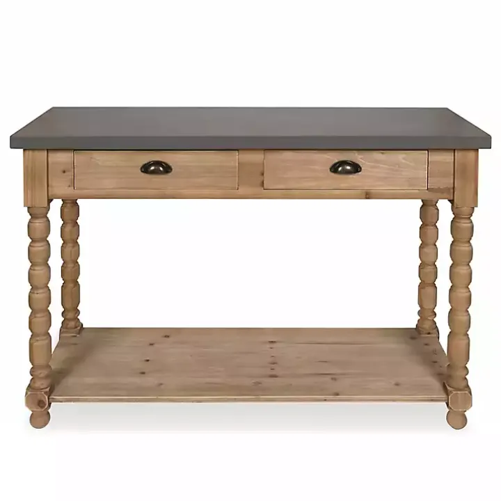 Brown and Gray Wood 2-Drawer Console Table