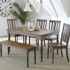 Brown and Gray Wooden Dining Bench